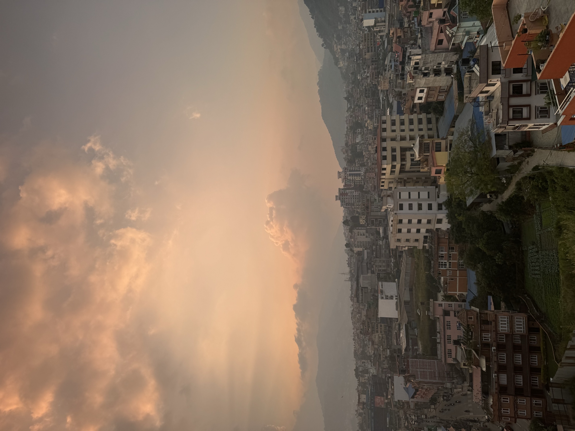The Kathmandu valley spread under a late sky