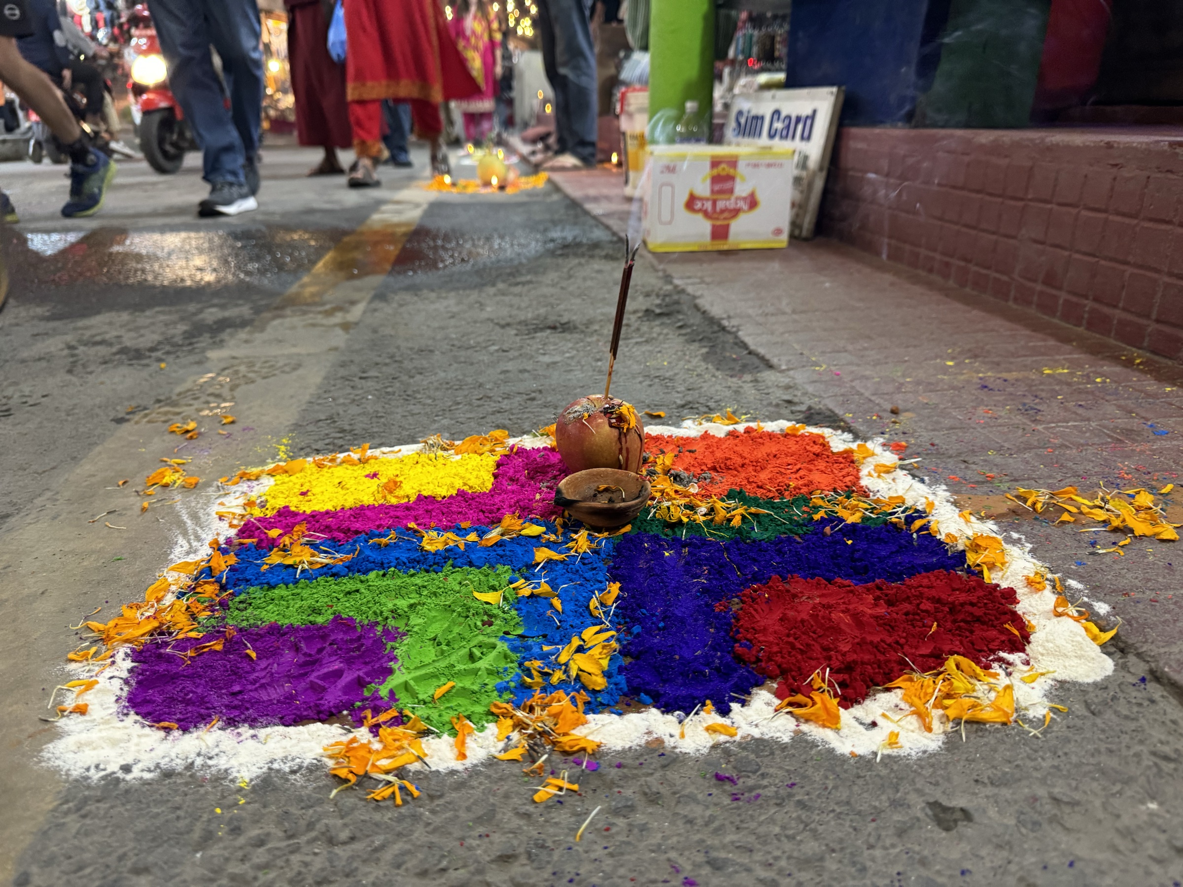 Colour stacked in a festival market
