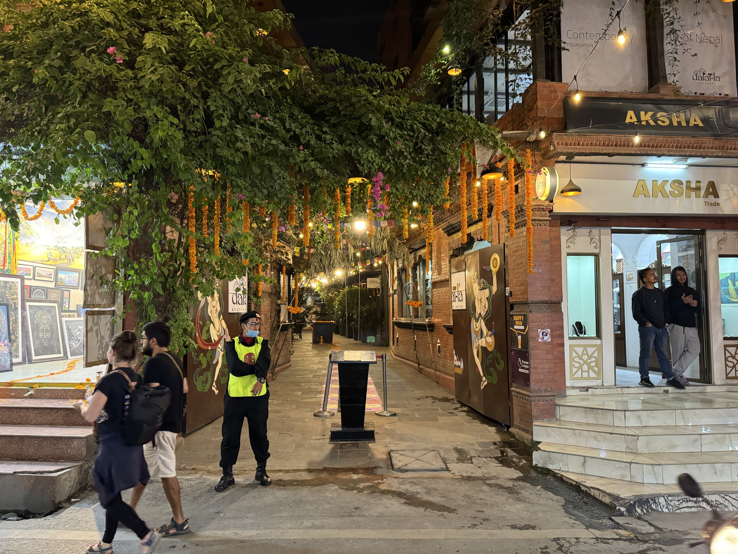 A lane of the old city, lit and dressed